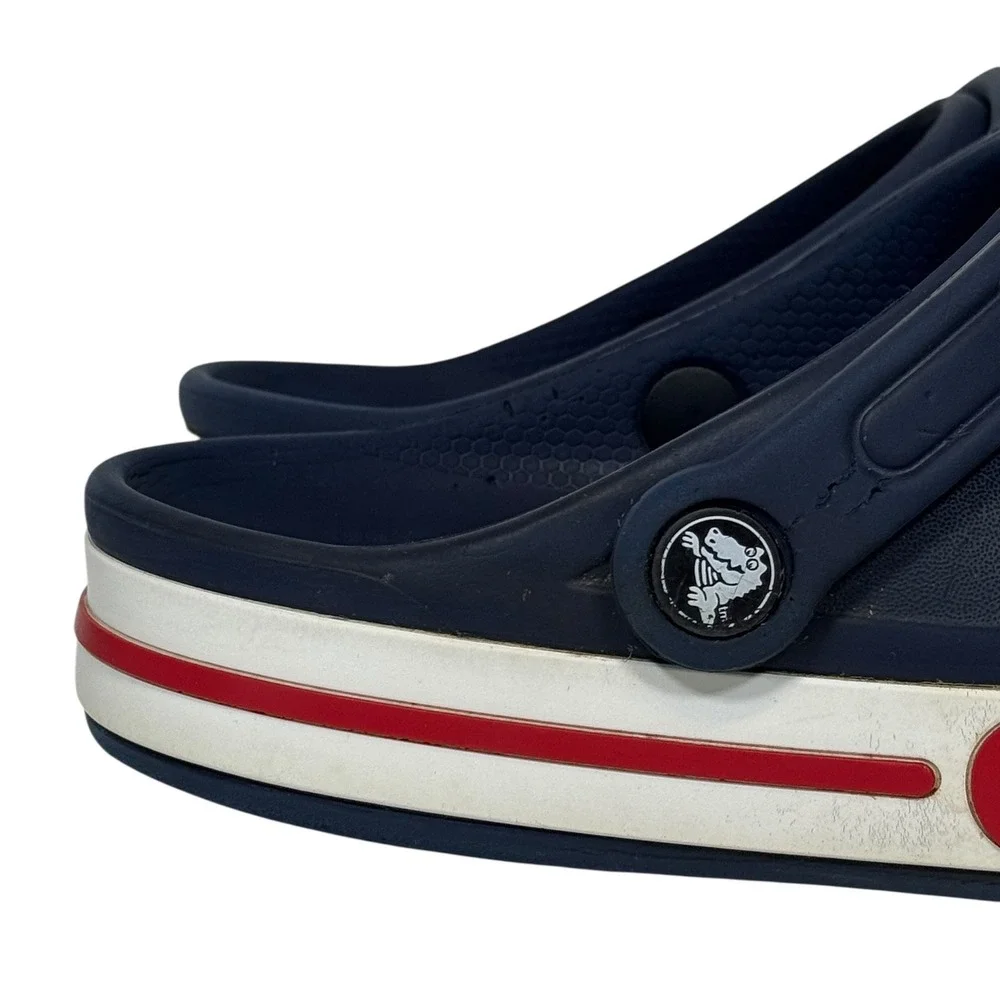 Crocs Bayaband Clogs Navy Blue White Red Mens 5 Womens 7 Unisex Slip On‎ Shoes